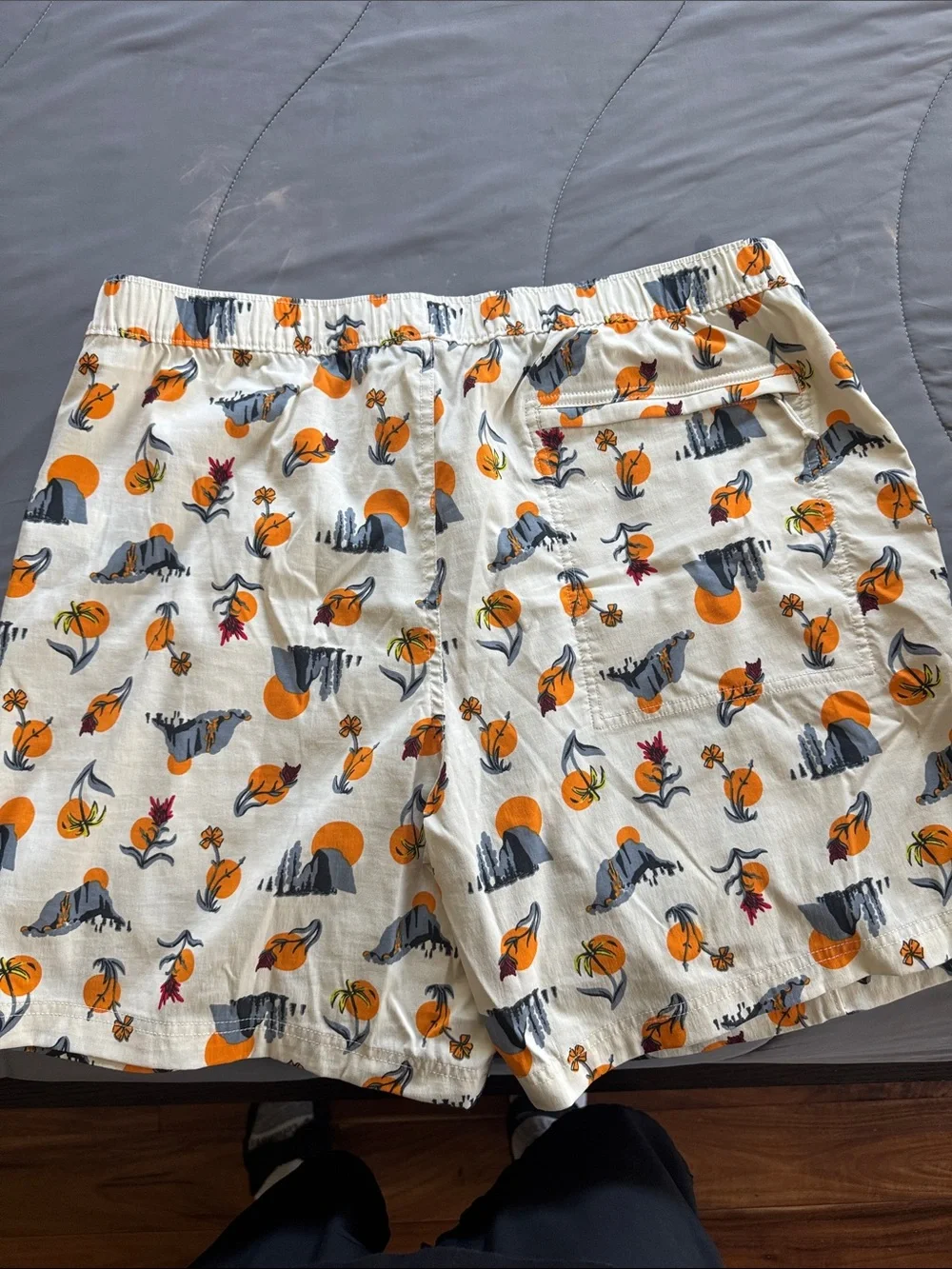 Men's The North Face Cream Desert Print Lounge Shorts - Cream withOrange Accents